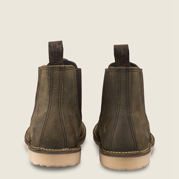 Red Wing Heritage Boots Olive - Red Wing Mens Weekender Chelsea - 6-inch Roughneck Leather - YOWND-3